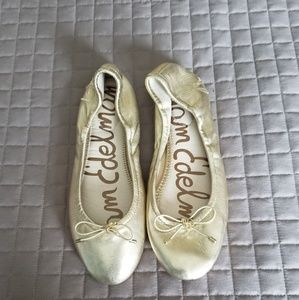 Sam Edelman gold leather flats.
